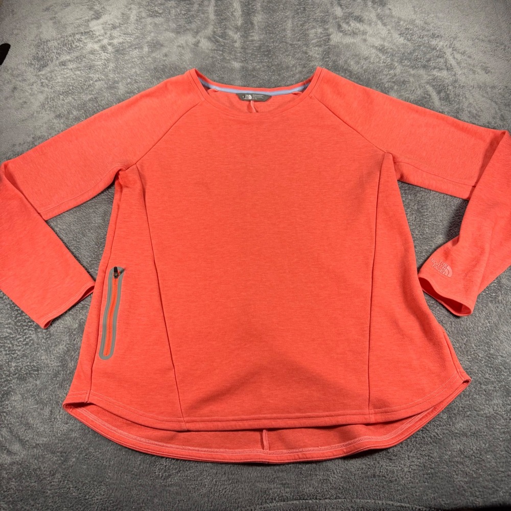 The North Face Womens XL Coral‎ Heathered Long Sleeve Zip Pocket Pullover Top